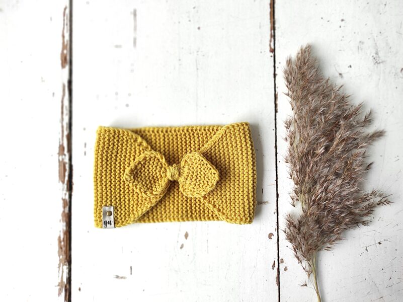 adīta matu lenta ar bantīti - tumši DZELTENS